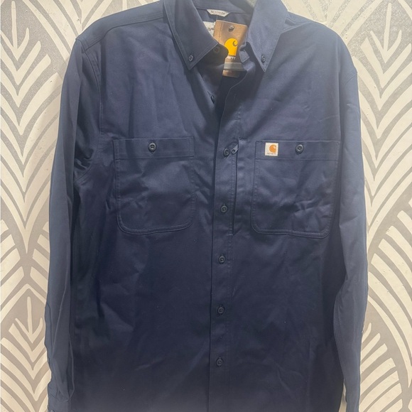 NWT Carhartt Men's Navy Casual Button Down Shirt - Picture 1 of 7